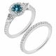 Blue Diamond Fine Designer Wedding Halo Ring Band 14K Gold
