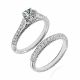 White Diamond Solitaire Filigree Bridal Ring Band 14K Gold