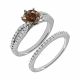 Champagne Diamond Crossover Solitaire Ring Band 14K Gold