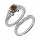 Champagne Diamond Design Love Wedding Ring Band 14K Gold