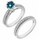 Blue Diamond Fine Filigree Engagement Ring Band 14K Gold