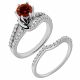 Red Diamond By Pass Wedding Bridal Ring Band 14K Gold
