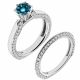 Blue Diamond Half Eternity Engagement Ring Set 14K Gold