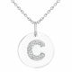 Letter C Name Initial Round Disc White Diamond Pendant Necklace Chain 14k Gold