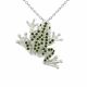 0.61 Carat Green Diamond Frog Pendant Necklace Chain 14K Gold