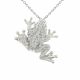 0.61 Carat Fancy Real G-H Diamond Frog Pendant Necklace + Chain 14K Gold