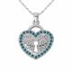 0.28 Carat Blue Diamond Heart Pendant Necklace Chain 14K Gold