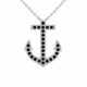 0.54 Carat Black Diamond Anchor Pendant Necklace Chain 14K Gold