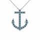 0.54 Carat Blue Diamond Anchor Pendant Necklace Chain 14K Gold
