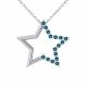 0.48 Carat Blue Diamond Star Pendant Necklace Chain 14K Gold