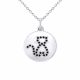 0.15 Carat Black Diamond Cat Disc Pendant Necklace Chain 14K Gold