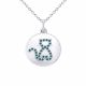 0.15 Carat Blue Diamond Cat Disc Pendant Necklace Chain 14K Gold