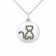 0.15 Carat Green Diamond Cat Disc Pendant Necklace Chain 14K Gold