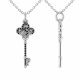 0.18 Carat Black Diamond Charm Key Pendant Necklace Chain 14K Gold