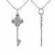 0.18 Carat Fancy Real G-H Diamond Charm Key Pendant Necklace + Chain 14K Gold