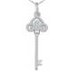 White Diamond Crown Shape Dainty Key & Locks Bezel Pendant With 18