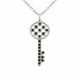 0.1 Carat Black Diamond Charm Key Pendant Necklace Chain 14K Gold
