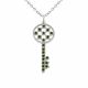 0.1 Carat Green Diamond Charm Key Pendant Necklace Chain 14K Gold