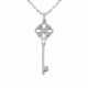 0.14 Carat Fancy Real G-H Diamond Charm Key Pendant Necklace + Chain 14K Gold