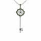 0.24 Carat Green Diamond Charm Key Pendant Necklace Chain 14K Gold