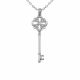 0.05 Carat Fancy Real G-H Diamond Charm Key Pendant Necklace + Chain 14K Gold