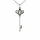 0.29 Carat Green Diamond Charm Key Pendant Necklace Chain 14K Gold