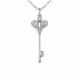 0.29 Carat Fancy Real G-H Diamond Charm Key Pendant Necklace + Chain 14K Gold