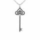 0.56 Carat Black Diamond Charm Key Pendant Necklace Chain 14K Gold