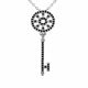 0.47 Carat Black Diamond Charm Key Pendant Necklace Chain 14K Gold