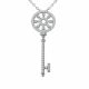 0.47 Carat Fancy Real G-H Diamond Charm Key Pendant Necklace + Chain 14K Gold