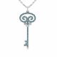 0.52 Carat Blue Diamond Charm Key Pendant Necklace Chain 14K Gold