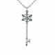0.04 Carat Blue Diamond Charm Key Pendant Necklace Chain 14K Gold