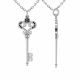 0.17 Carat Black Diamond Charm Key Pendant Necklace Chain 14K Gold