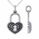 0.38 Carat Black Diamond Heart Pendant Necklace Chain 14K Gold