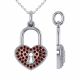 0.38 Carat Red Diamond Heart Pendant Necklace Chain 14K Gold