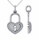 0.38 Carat Fancy Real G-H Diamond Heart Pendant Necklace + Chain 14K Gold