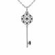 0.66 Carat Black Diamond Charm Key Pendant Necklace Chain 14K Gold
