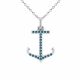 0.24 Carat Blue Diamond Anchor Pendant Necklace Chain 14K Gold