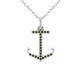 0.24 Carat Green Diamond Anchor Pendant Necklace Chain 14K Gold