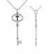0.04 Carat Black Diamond Charm Key Pendant Necklace Chain 14K Gold