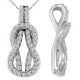 White Diamond Designer Love Knot Pendent Necklace + 18