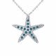 0.16 Carat Blue Diamond Starfish Pendant Necklace Chain 14K Gold