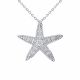 0.16 Carat Fancy Real G-H Diamond  Starfish Pendant Necklace + Chain 14K Gold