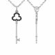 0.18 Carat Black Diamond Charm Key Pendant Necklace Chain 14K Gold