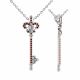 0.29 Carat Red Diamond Charm Key Pendant Necklace Chain 14K Gold