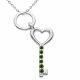 0.03 Carat Green Diamond Charm Key Pendant Necklace Chain 14K Gold