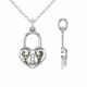 0.09 Carat Green Diamond Heart Pendant Necklace Chain 14K Gold