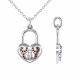 0.09 Carat Red Diamond Heart Pendant Necklace Chain 14K Gold