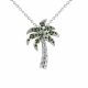 0.25 Carat Green Diamond Palm Tree Pendant Necklace Chain 14K Gold