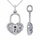 0 Carat Fancy Real G-H Diamond Heart Pendant Necklace + Chain 14K Gold